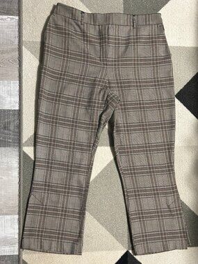 Jules & Leopold Plaid Cropped Side Slit Pull-on Trousers Women's L